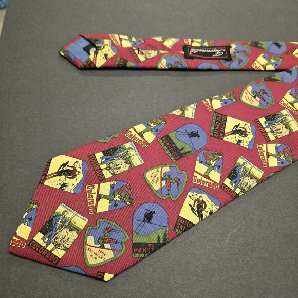 Façonnable Other - Vintage Façonnable Colorado Ski Theme Handmade Silk Tie 58 X 3.75 Made In France